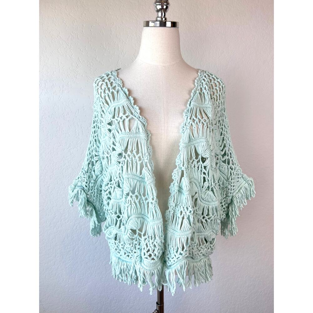 Denim 24/7 Blue Crochet Shawl Cardigan Fairy Whimsy size 1X